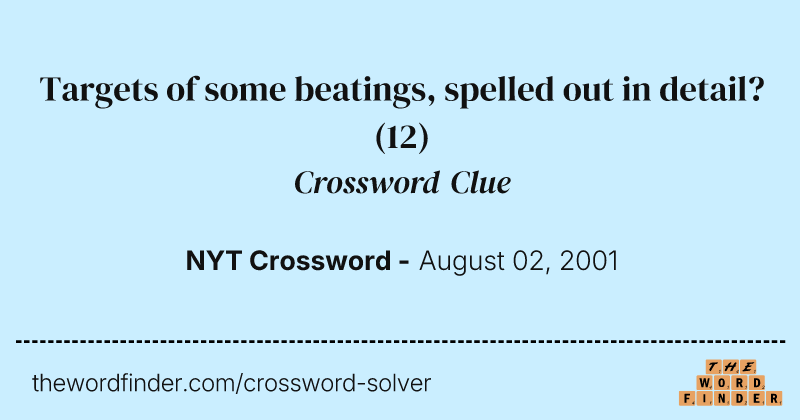 Targets of some beatings, spelled out in detail? crossword clue image