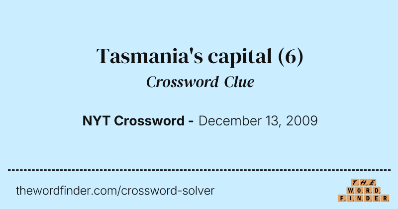 Tasmania's capital crossword clue image