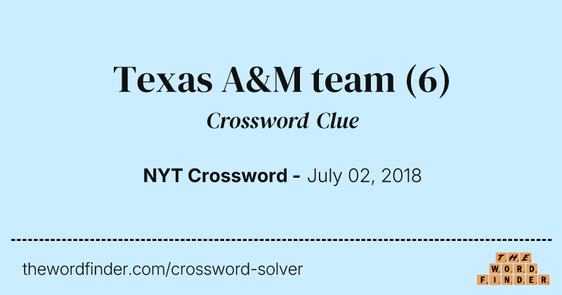 Texas A&M team crossword clue image