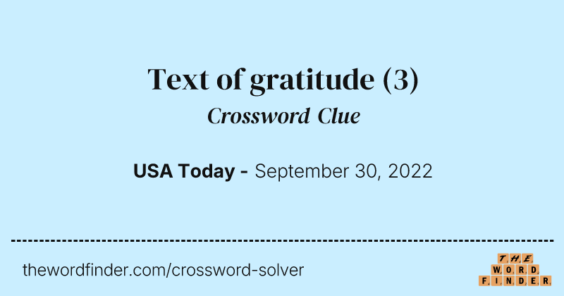 Text of gratitude crossword clue image