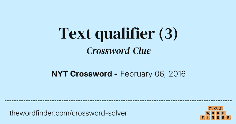 Text qualifier crossword clue image