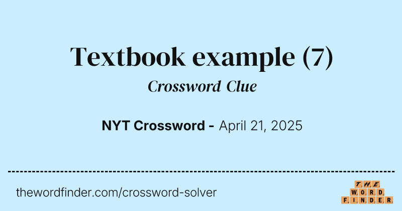 Textbook example crossword clue image