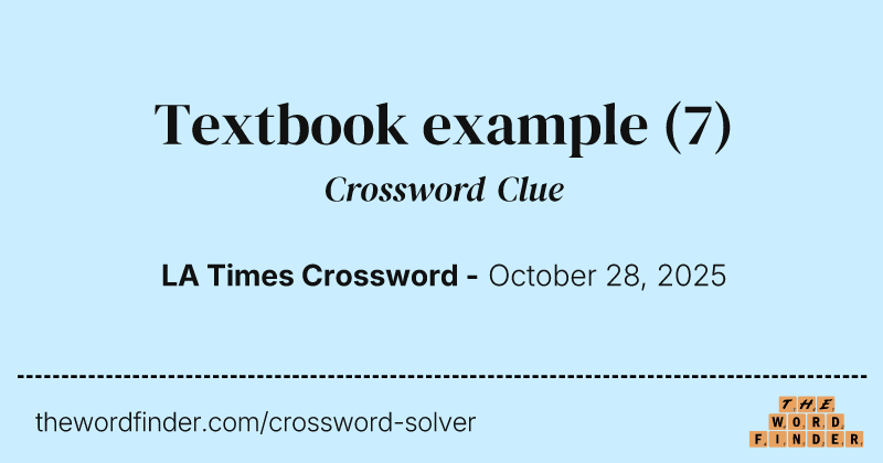 Textbook example crossword clue image
