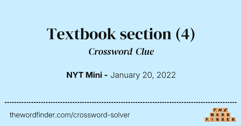 Textbook section crossword clue image