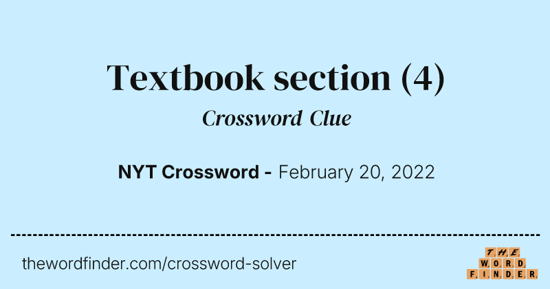 Textbook section crossword clue image
