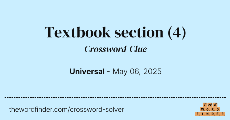 Textbook section crossword clue image