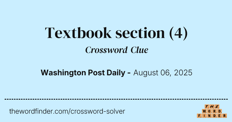 Textbook section crossword clue image