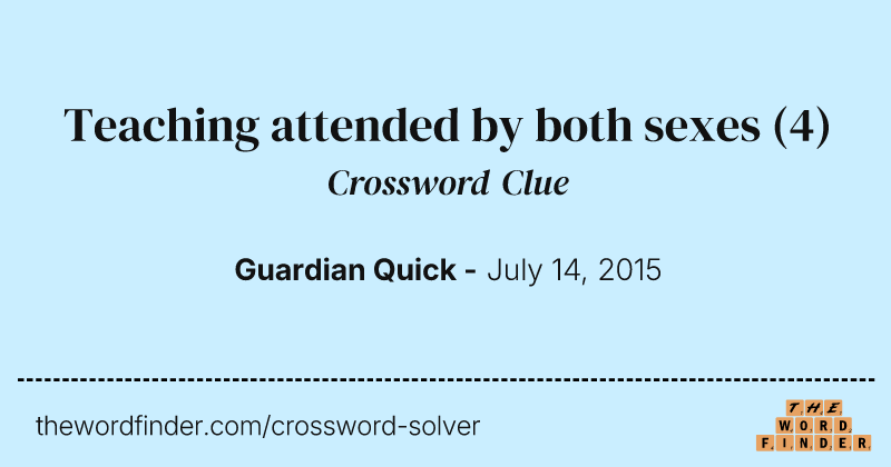 Teaching attended by both sexes crossword clue image
