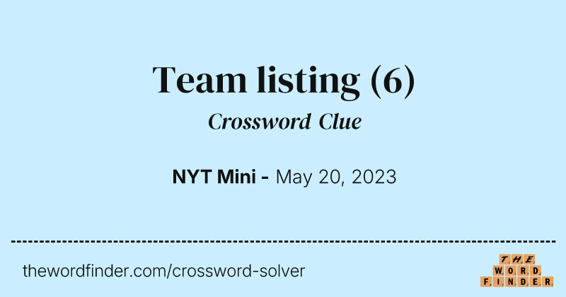 Team listing crossword clue image