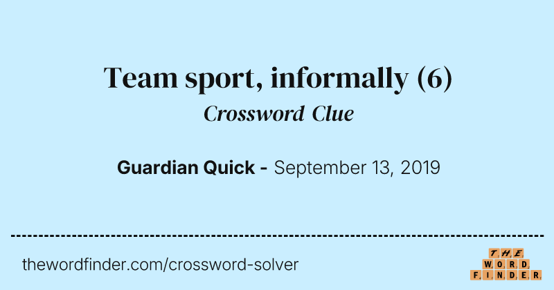 Team sport, informally crossword clue image