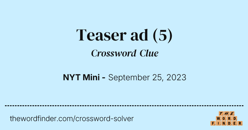 Teaser ad crossword clue image