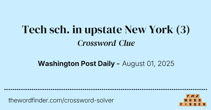 Tech sch. in upstate New York crossword clue image