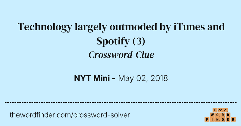 Technology largely outmoded by iTunes and Spotify crossword clue image