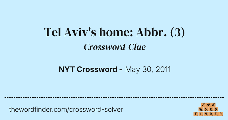 Tel Aviv's home: Abbr. crossword clue image