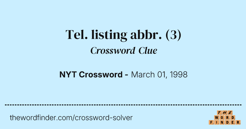 Tel. listing abbr. crossword clue image