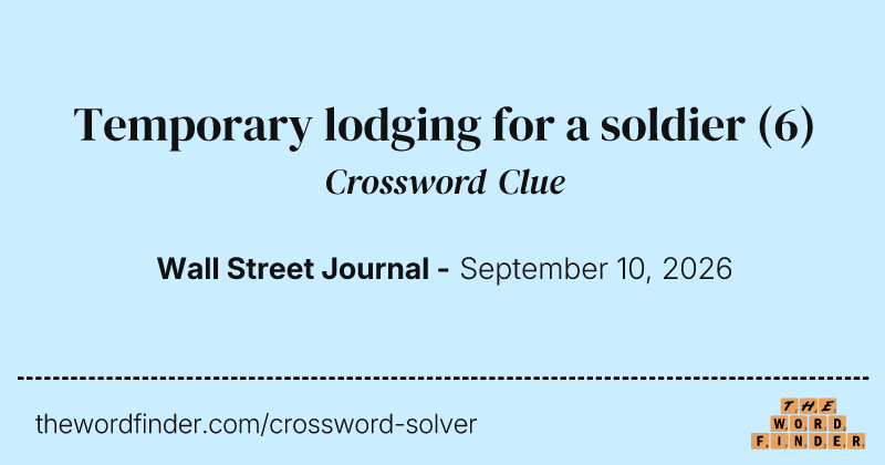 Temporary lodging for a soldier crossword clue image