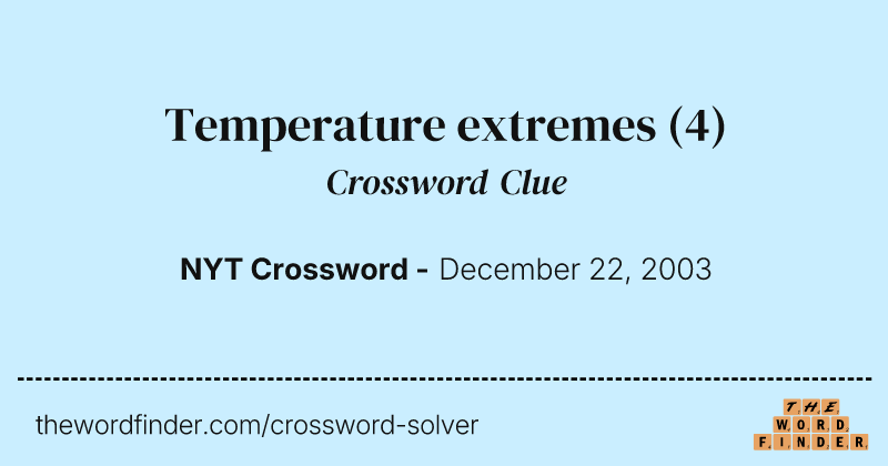 Temperature extremes crossword clue image