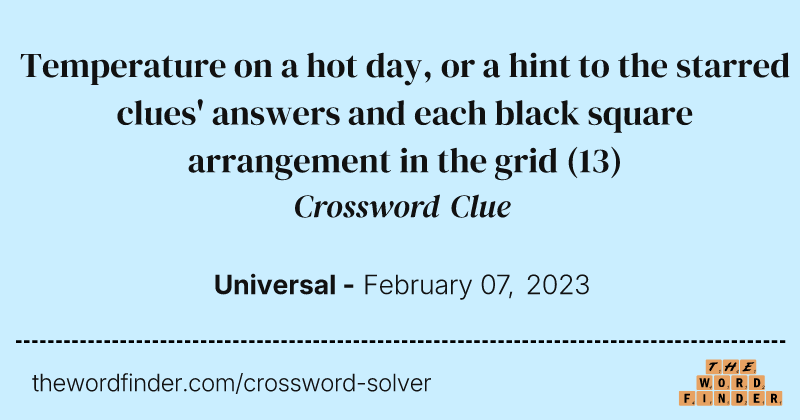 Temperature on a hot day, or a hint to the starred clues' answers and each black square arrangement in the grid crossword clue image