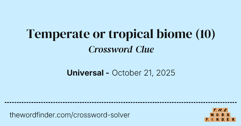 Temperate or tropical biome crossword clue image
