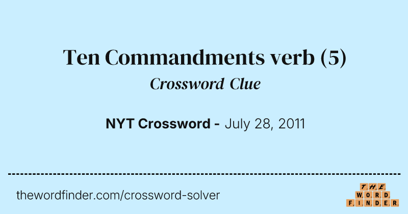 Ten Commandments verb crossword clue image
