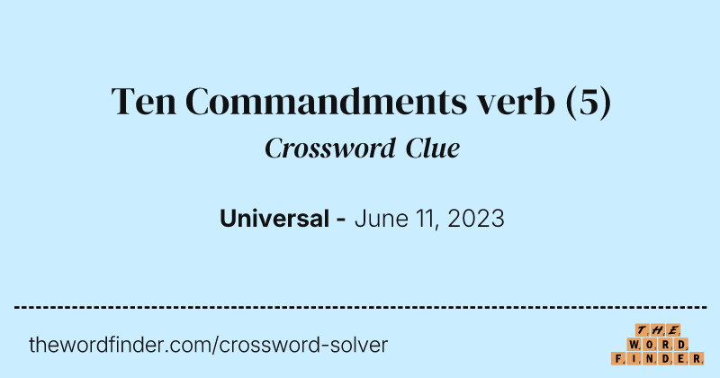 Ten Commandments verb crossword clue image