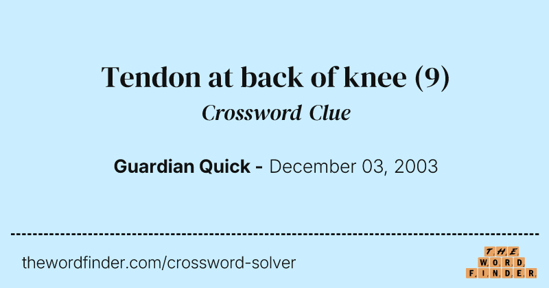 Tendon at back of knee crossword clue image