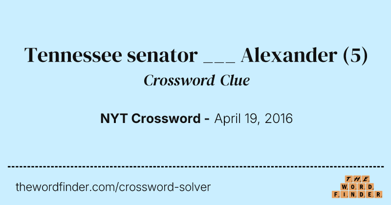 Tennessee senator ___ Alexander crossword clue image