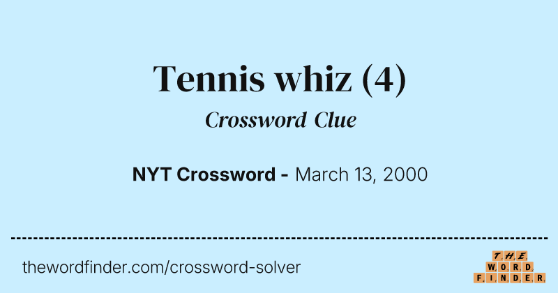 Tennis whiz crossword clue image