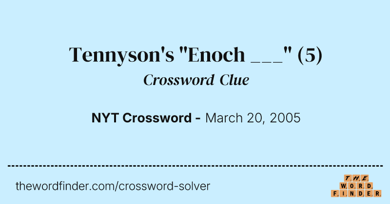 Tennyson's "Enoch ___" crossword clue image