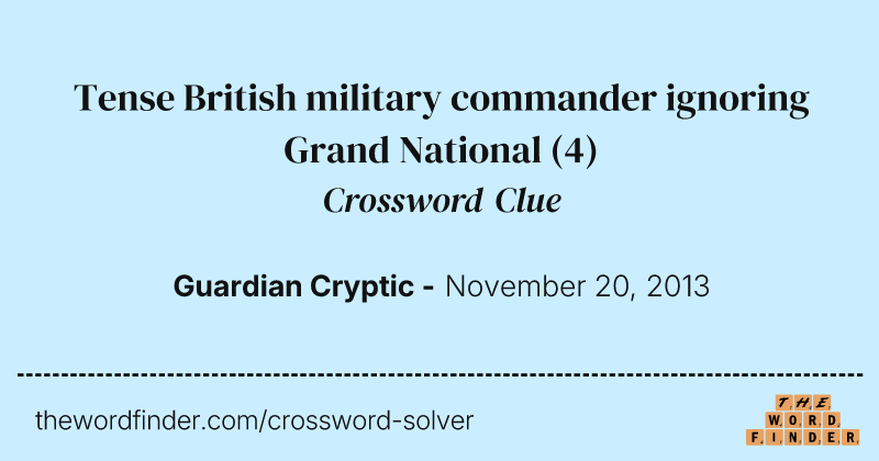 Tense British military commander ignoring Grand National crossword clue image