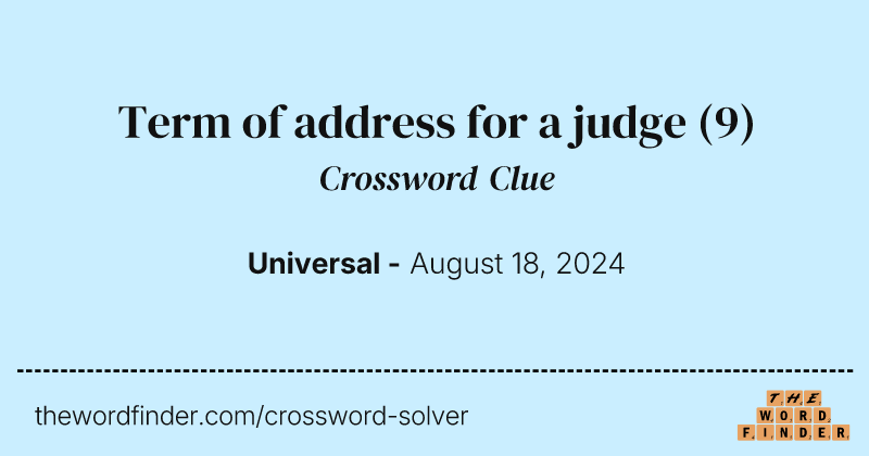 Term of address for a judge crossword clue image