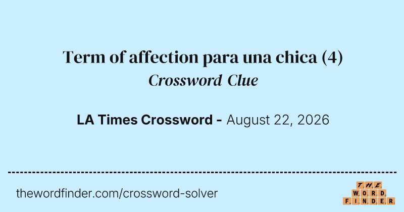Term of affection para una chica crossword clue image