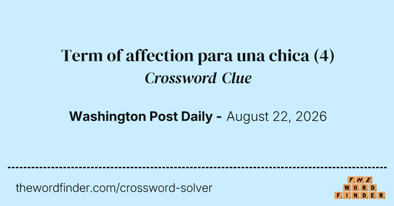 Term of affection para una chica crossword clue image
