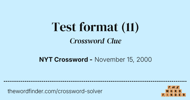 Test format crossword clue image