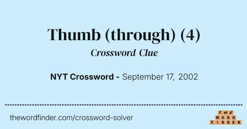 Thumb (through) crossword clue image