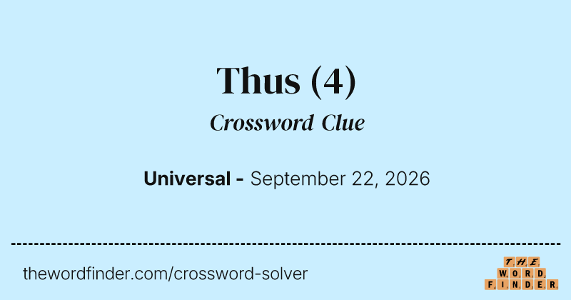 Thus crossword clue image