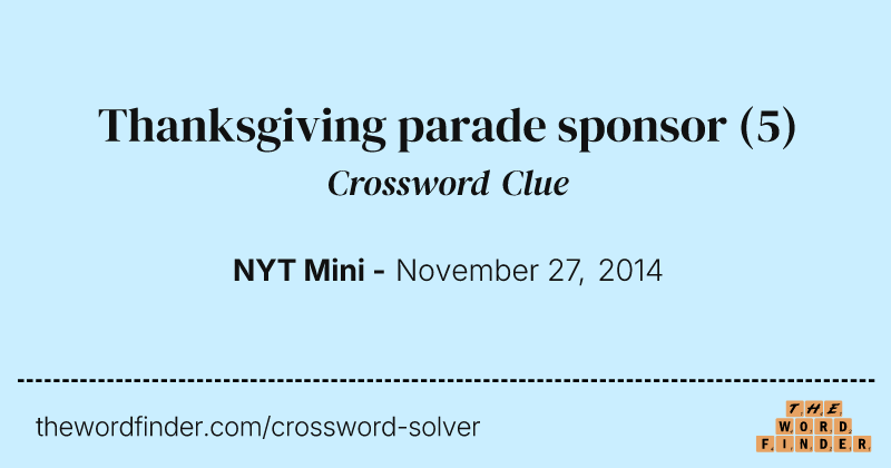 Thanksgiving parade sponsor crossword clue image