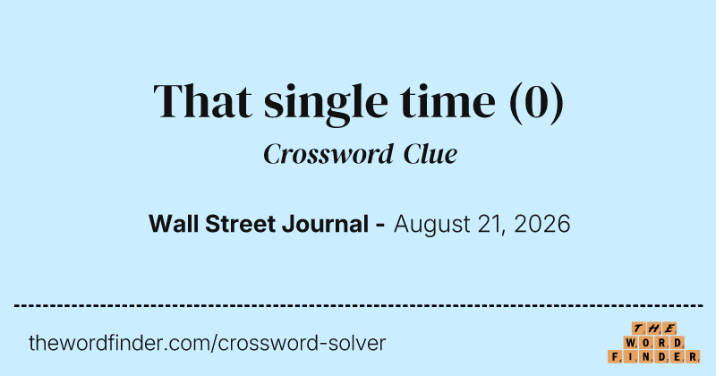 That single time crossword clue image