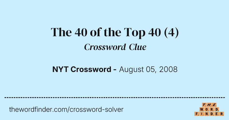 The 40 of the Top 40 crossword clue image