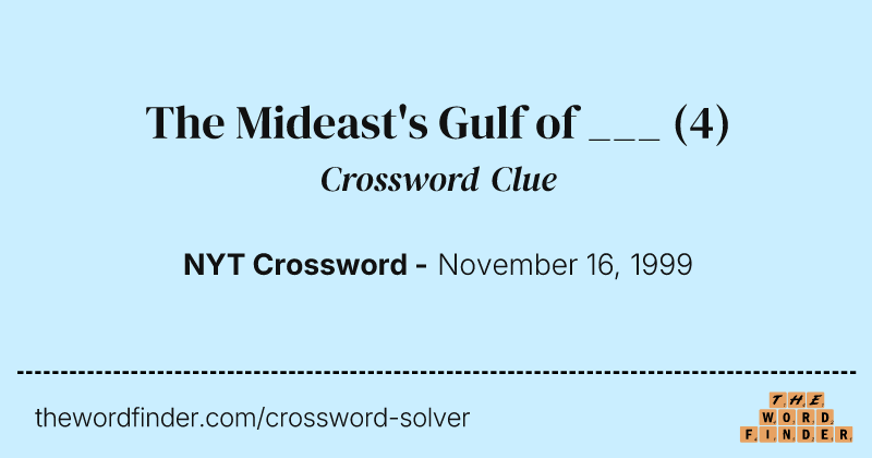 The Mideast's Gulf of ___ crossword clue image