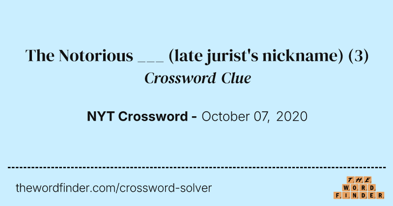 The Notorious ___ (late jurist's nickname) crossword clue image