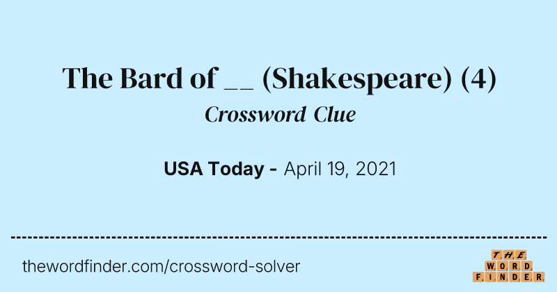 The Bard of __ (Shakespeare) crossword clue image