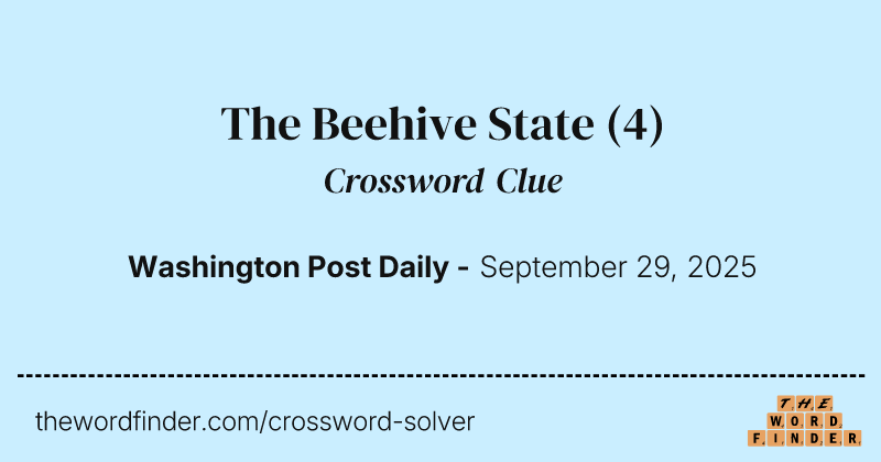 The Beehive State crossword clue image