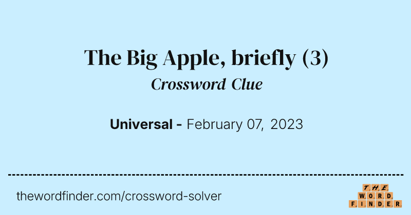 The Big Apple, briefly crossword clue image