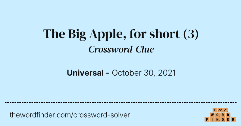 The Big Apple, for short crossword clue image