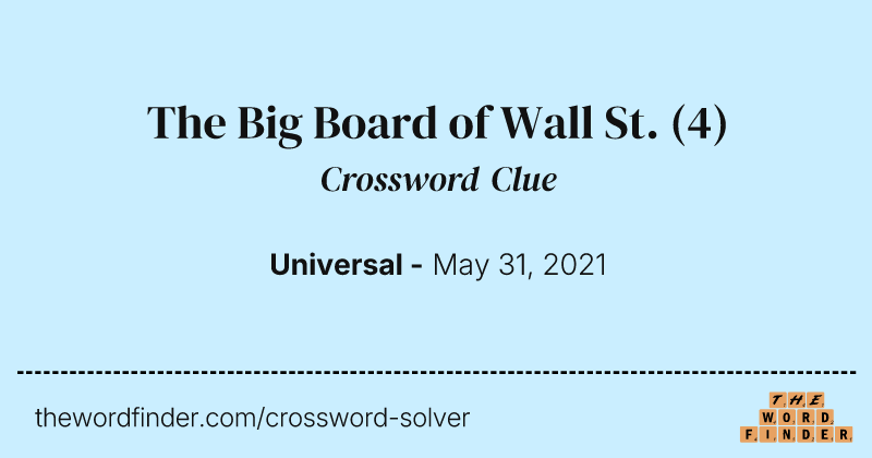 The Big Board of Wall St. crossword clue image