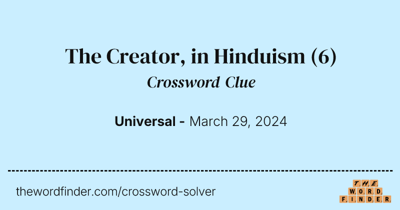 The Creator, in Hinduism crossword clue image