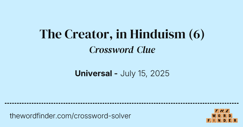 The Creator, in Hinduism crossword clue image