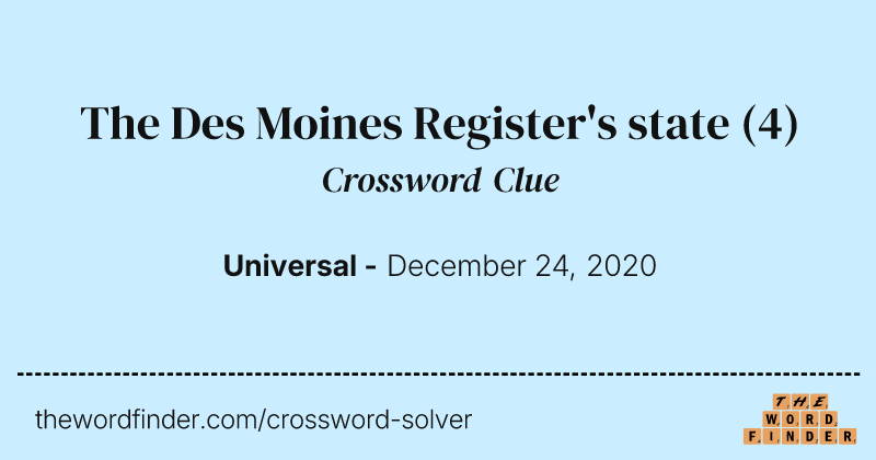 The Des Moines Register's state crossword clue image