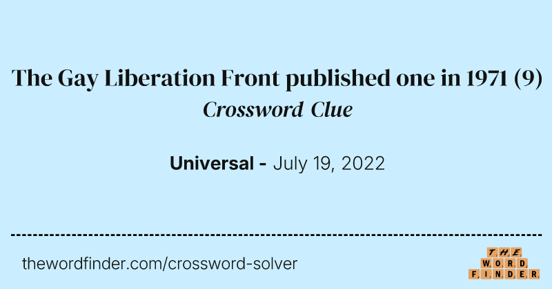 The Gay Liberation Front published one in 1971 crossword clue image
